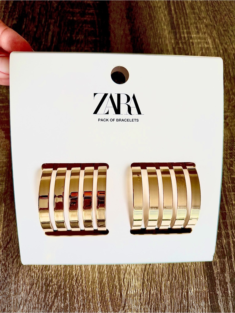 ZARA Gold Ribbed Cuff Bracelet Pair